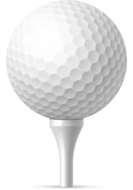 Vector illustration of Golf ball on white tee