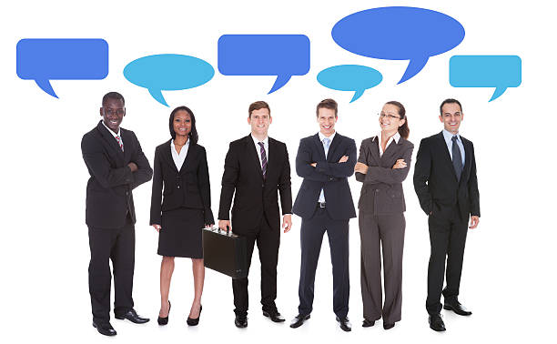 istock Multiethnic Business People With Speech Bubbles 522400219