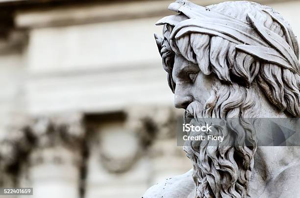 Detail Of Zeus In Piazza Navona Fountain Rome Italy Stock Photo - Download Image Now