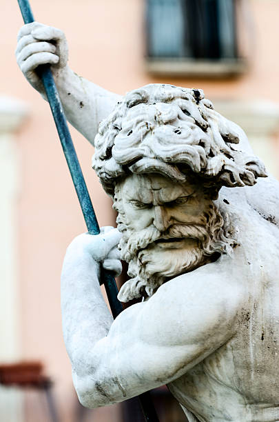 fonte de netuno, piazza navona, em roma itália - italy rome neptune roman mythology imagens e fotografias de stock