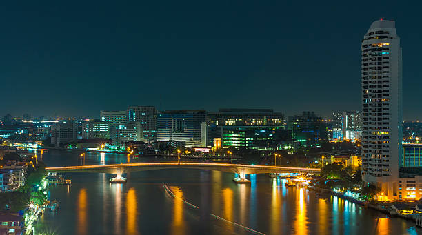 istock Top view of Modern Building river side at evening time 522402207