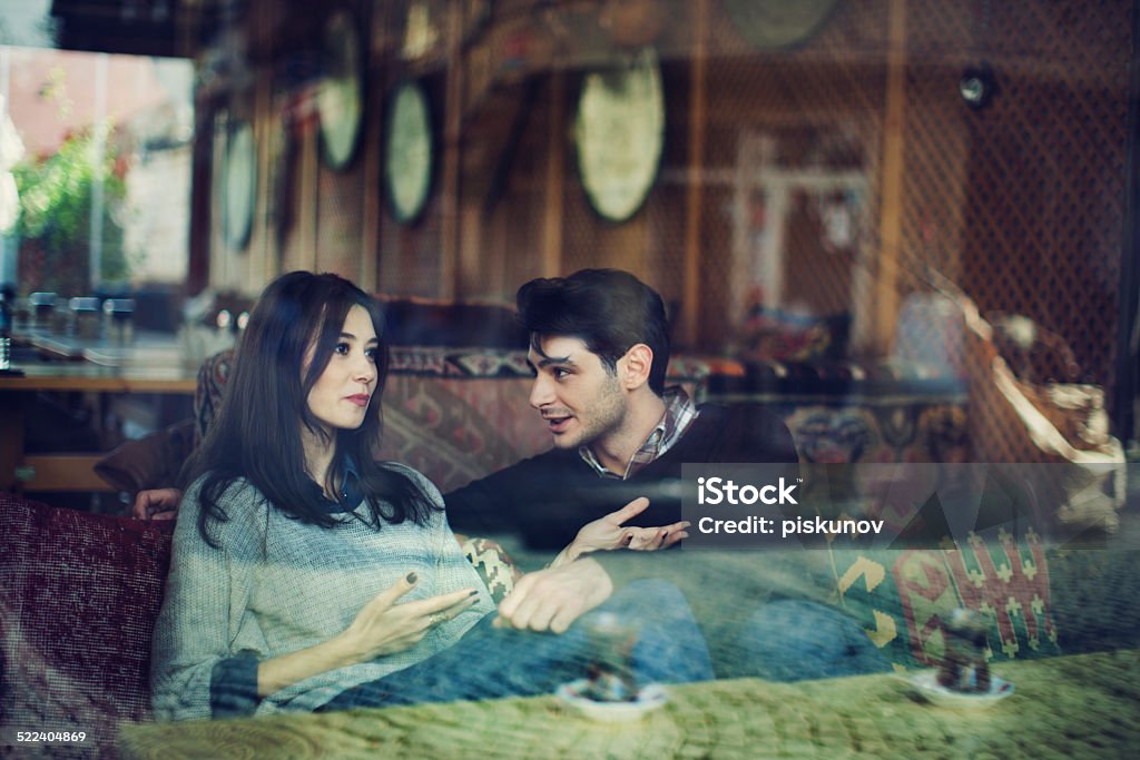 Turkish Couple in Cafe Shot taken in Istanbul, Turkey 20-24 Years Stock Photo