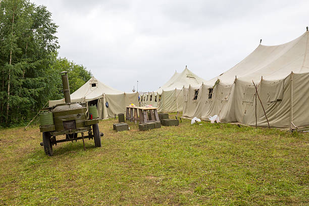 istock white big army tent and field kitchen 522418423