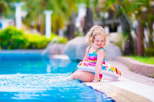 istock Little girl in a swimming pool 522420745