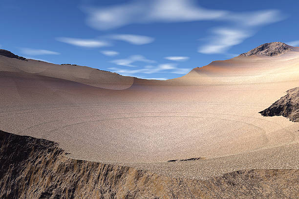 istock 3d rendered fantasy alien planet. Slope of mountain 522422023