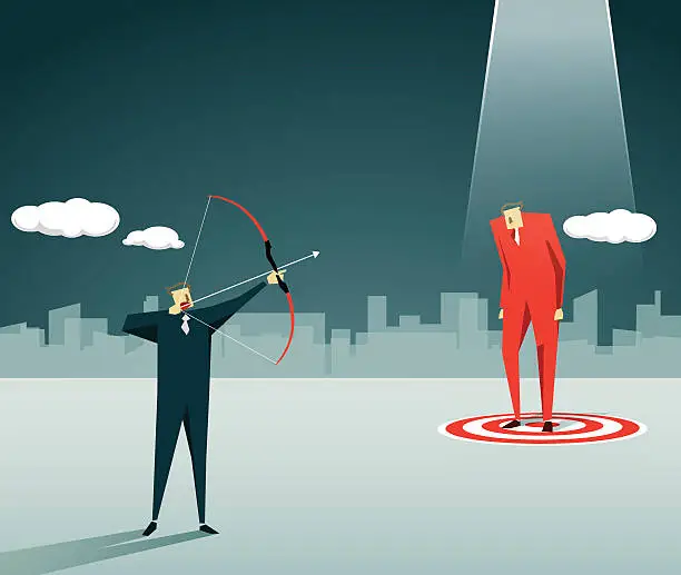 Vector illustration of Aiming,Archery, Accuracy, Bull's-Eye,Crime, Death, Defeat