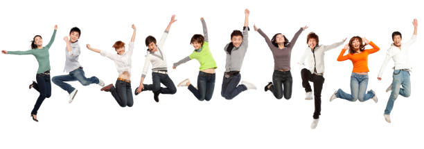 istock Group of business people jumping 522425439