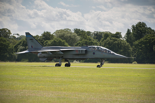 Cosford, UK - 08 June 2014: RAF Jaguar fighter aircraft seen at RAF Cosford Airshow.