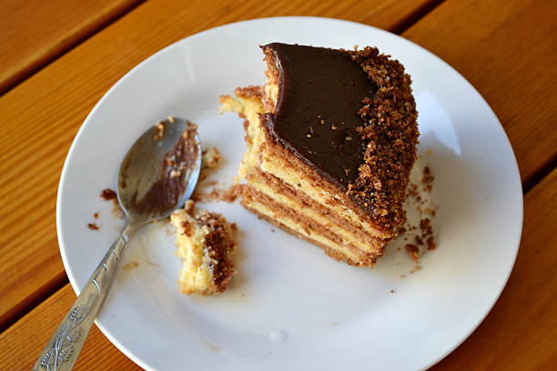 istock Slice of already bitten chocolate cake 522434225