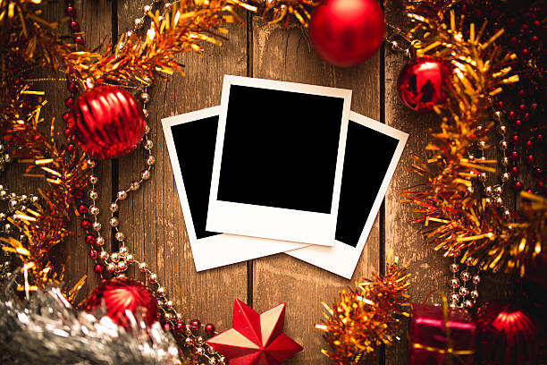 istock Old picture frames with chrismas decoration 522435469