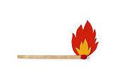 Burning matchstick symbol with flames