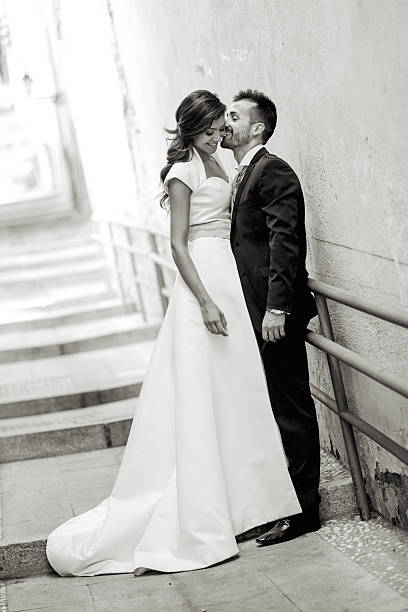 istock Just married couple in urban background 522439799