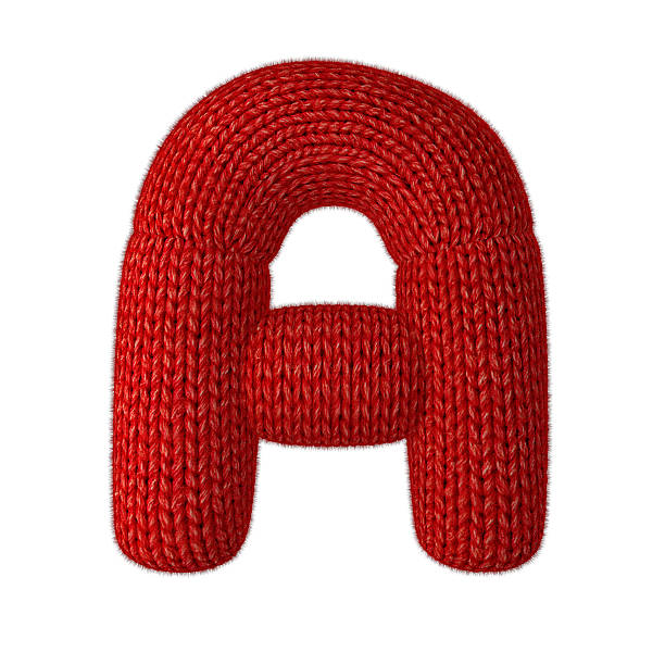 Letter A Made of Wool Knit Isolated on White Background