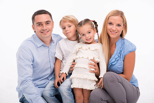 istock Happy family isolated on white background 522440737