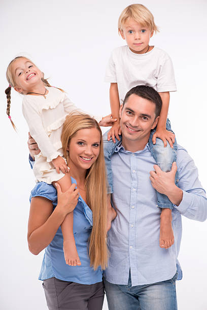 istock Happy family isolated on white background 522441007