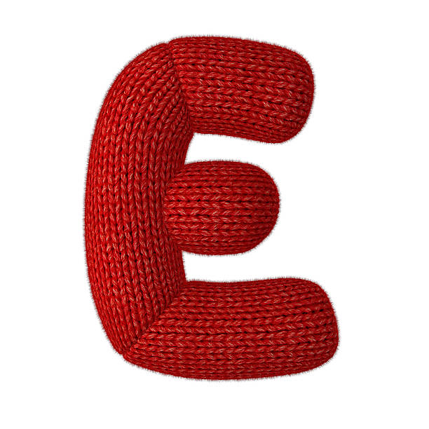 Letter E Made of Wool Knit Isolated on White Background