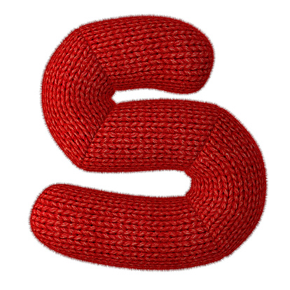 Letter S Made of Wool Knit Isolated on White Background