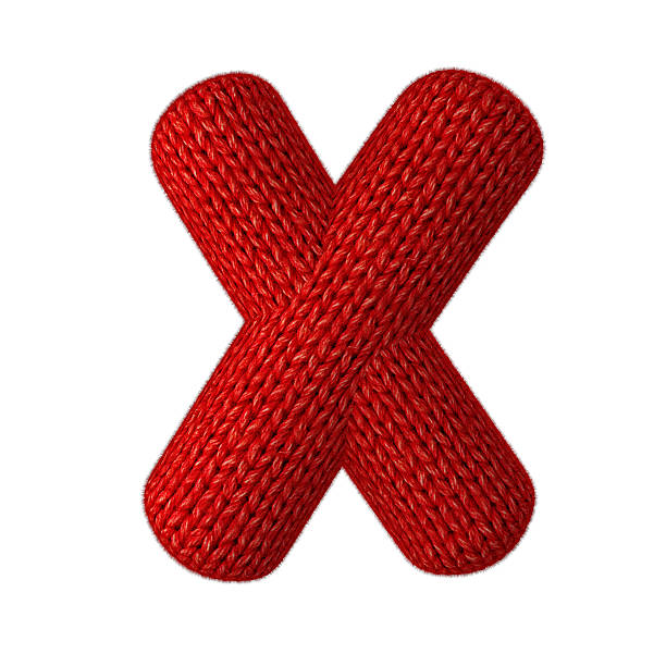 Letter X Made of Wool Knit Isolated on White Background