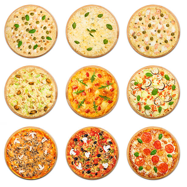 istock Vegetarian Pizza set isolated at white 522452824