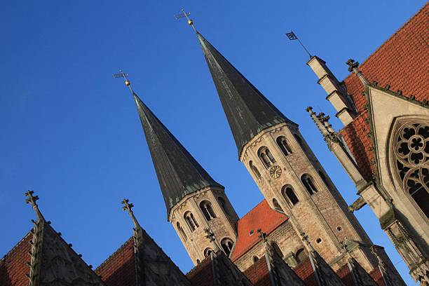 Brunswick architecture View of St. Martini and Town Hall Corner at Braunschweig's Old Town Market braunschweig stock pictures, royalty-free photos & images