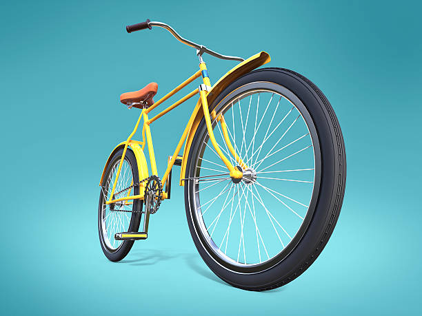 istock Bicycle concept poster design, retro bike render, isolated on color 522456090