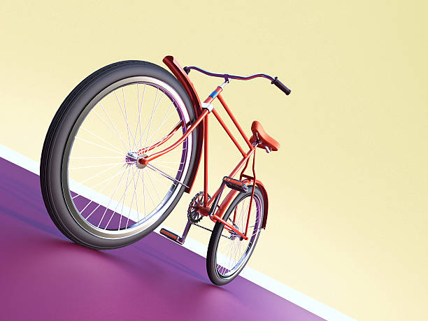 istock Bicycle concept poster design, retro bike render, isolated on color 522456146