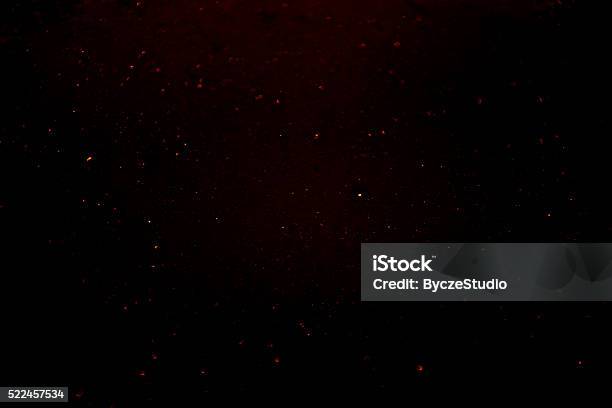 Red Dust Glitter Dark Abstract Particles Stock Photo - Download Image Now - Particle, Light - Natural Phenomenon, Dust