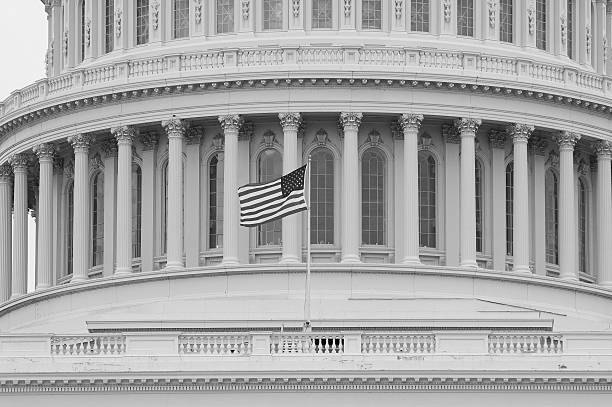 istock Flag on dome of US Capitol 522463982