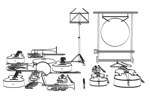 2d cartoon illustration of musical instruments