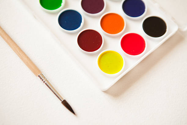 istock Set of watercolor paints in white base 522464640