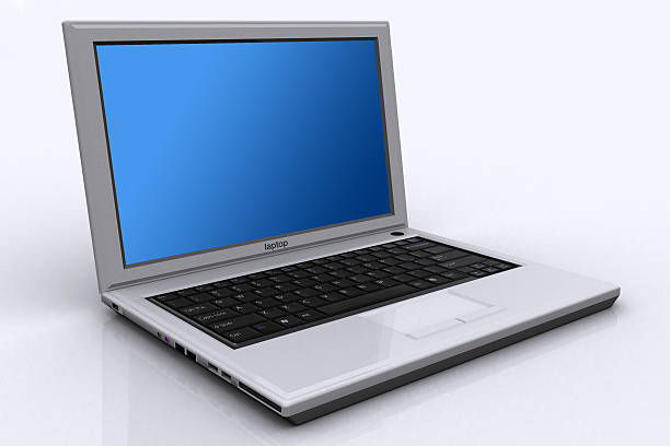 Silver Laptop stock photo