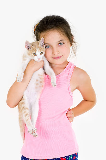 istock cheerful child girl plays with little kitten on light background 522467182