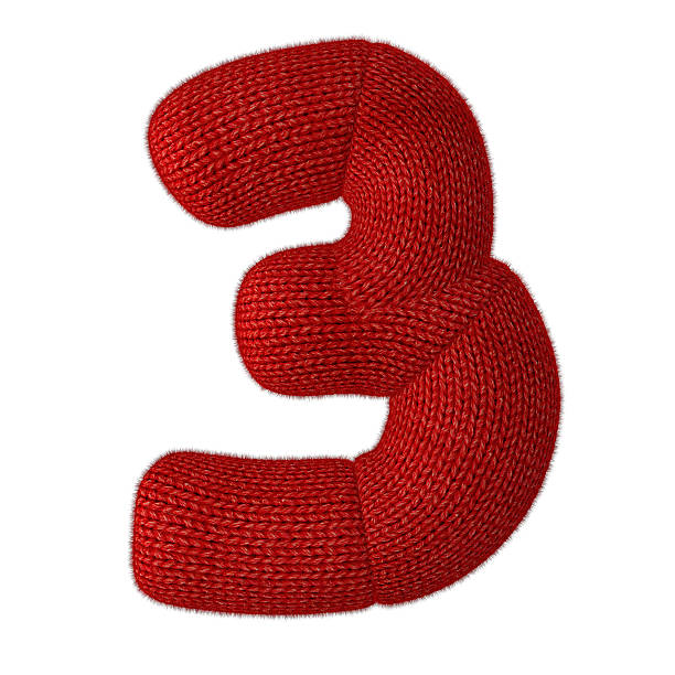 istock Number three Made of Wool Knit Isolated on White Background 522467533