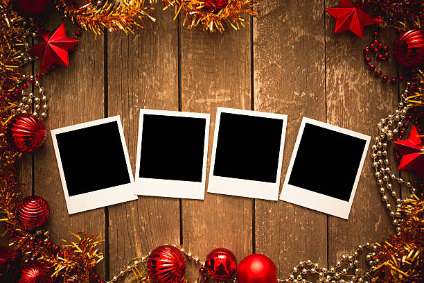 istock Old picture frames with chrismas decoration 522468833