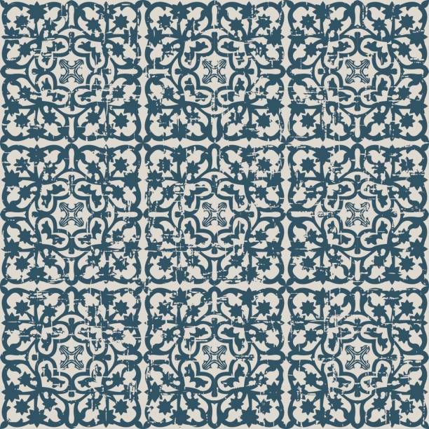 istock Seamless worn out antique background 089_star flower kaleidoscope 522470686