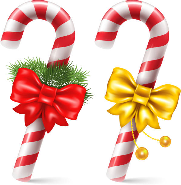 杖型キャンディー - candy cane christmas holiday old fashioned点のイラスト素材／クリップアート素材／マンガ素材／アイコン素材