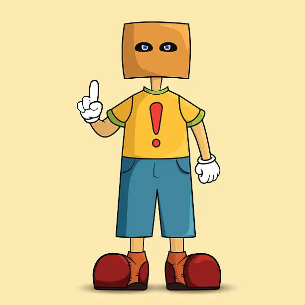 Vector illustration of Figure of anonym. Man with box on his head