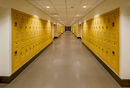 School hallway with lockers.