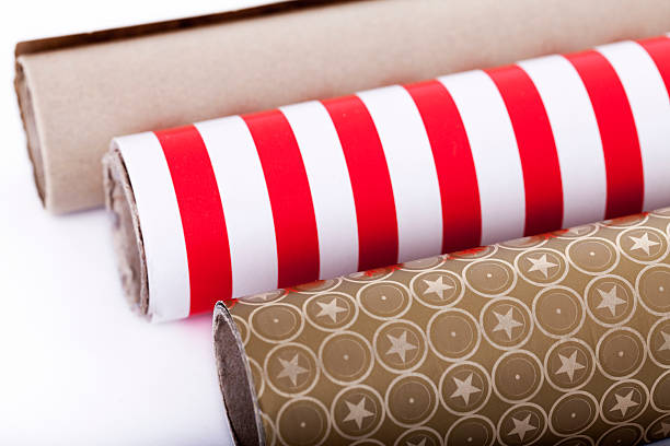 Wrapping paper rolls stock photo