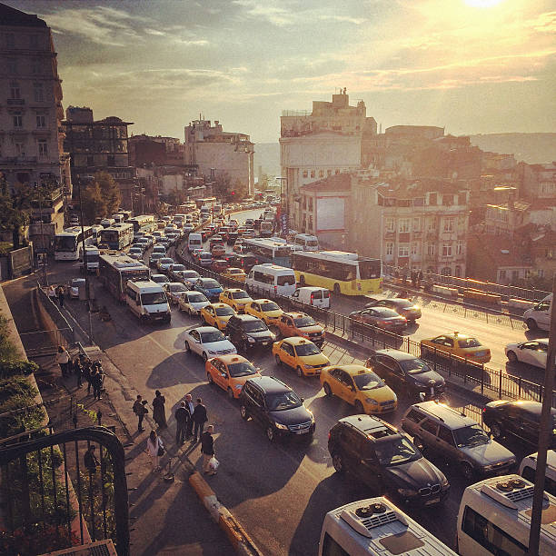 Heavy Evening Traffic in Istanbul, Turkey stock photo