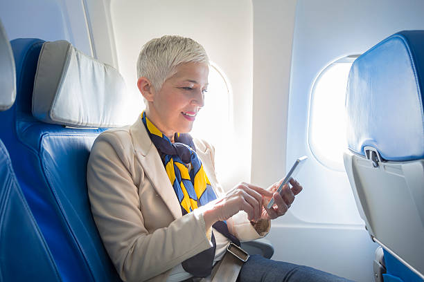 business woman at airplane