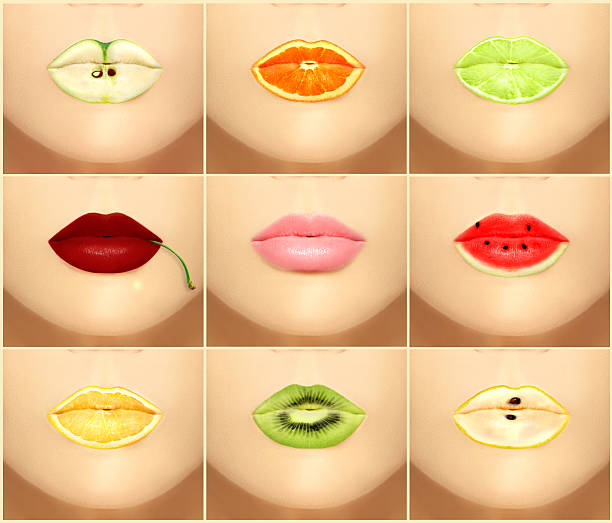 istock Woman's mouths with fruity lip gloss 522472061