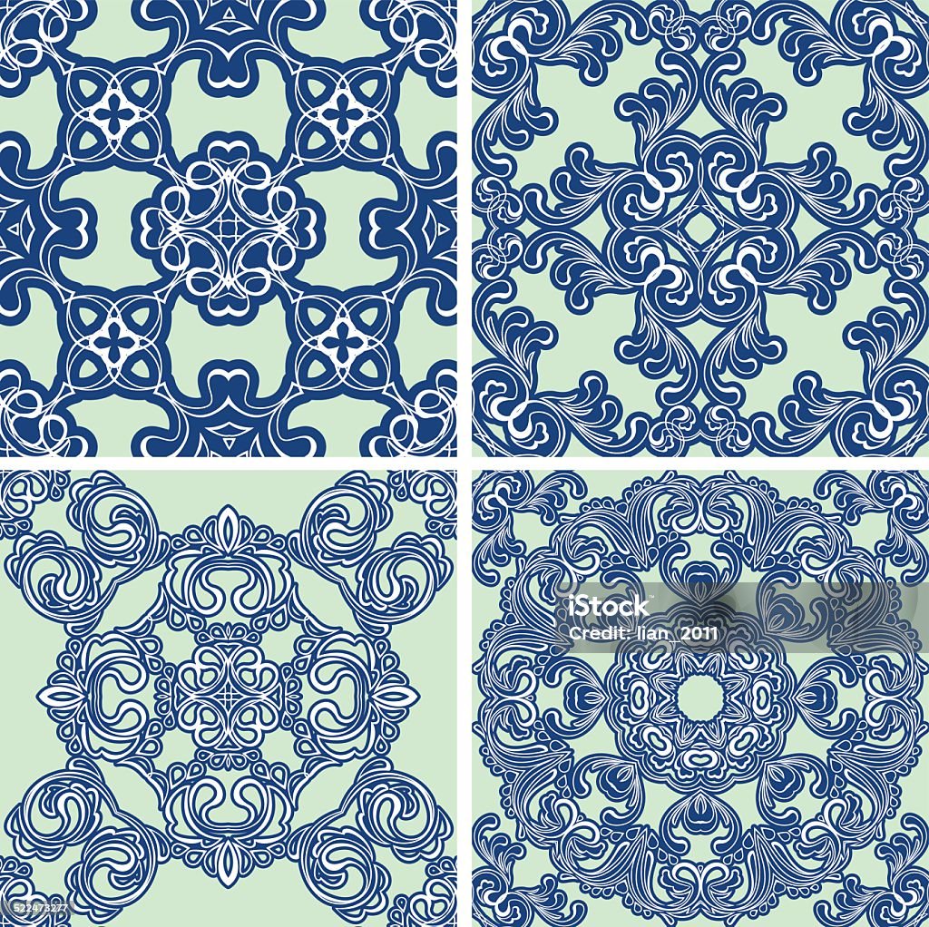 Set of squared backgrounds - ornamental seamless pattern. Set of squared backgrounds - ornamental seamless pattern. Design for bandanna, carpet, shawl, pillow or cushion. Ready to use as swatch. Abstract stock vector