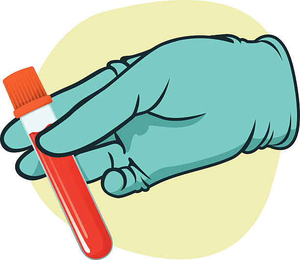 ilustraciones, imágenes clip art, dibujos animados e iconos de stock de persona mano agarrando un vial de sangre obtenida para la evaluación - retrovirus hiv sexually transmitted disease aids