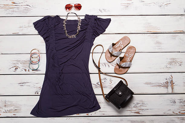 istock Purple dress with accessories. 522473318