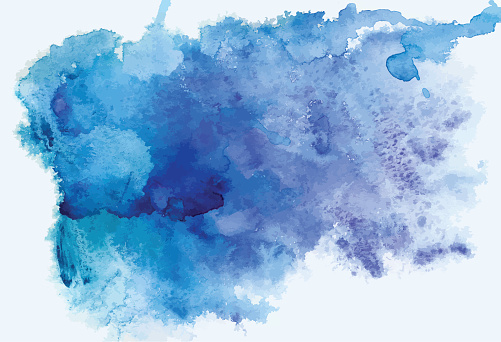 Abstract blue watercolor background, traced vector image