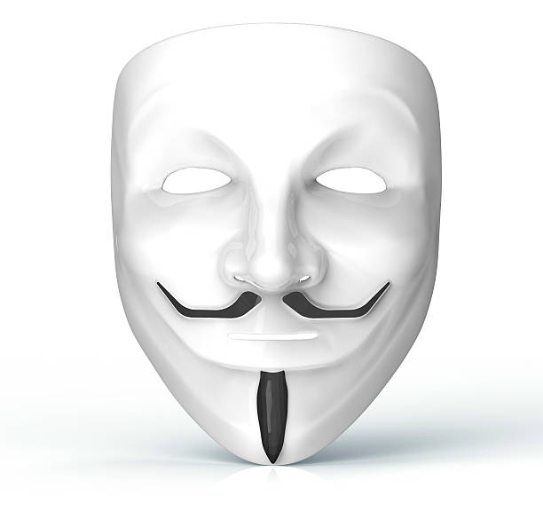 White Mask Of A Computer Hacker Isolated On White Stock Photo