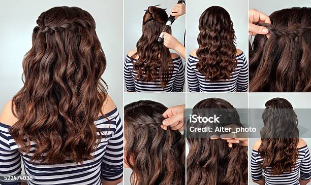 Hairstyle Braid For Long Hair Tutorial Stock Photo - Download Image Now -  Braided Hair, Tutorial, Hairstyle - iStock
