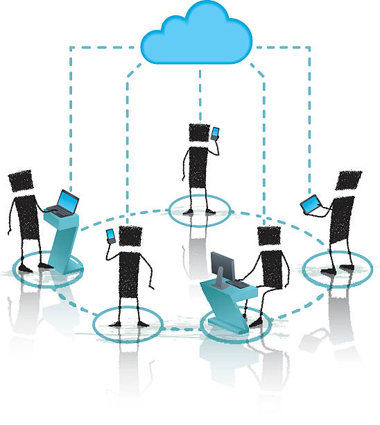 глобальная система связи - cloudscape computer business mobile phone stock illustrations