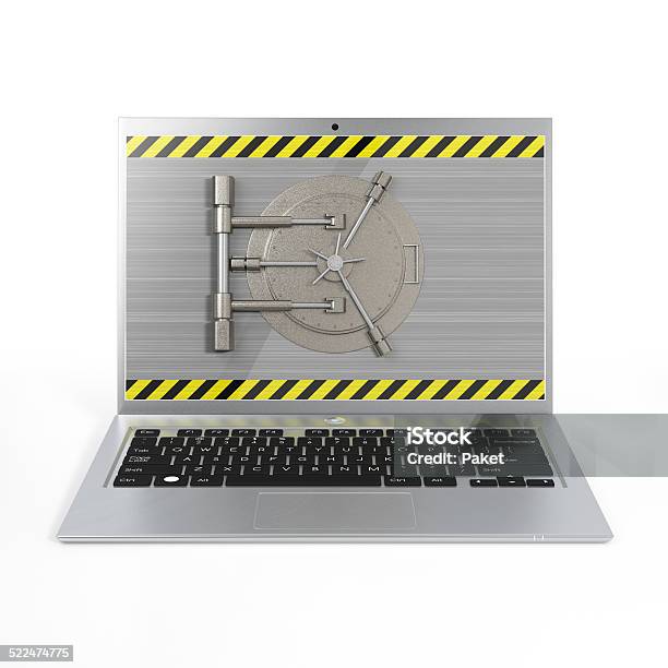 Laptop With A Safe Lock Stock Photo - Download Image Now - Accessibility, Aggression, Computer Crime